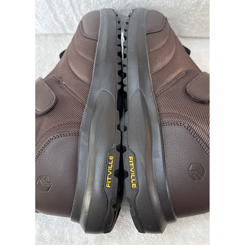 FitVille Mens Winter Snow Boots Fur Lined Hook Loop Brown 11.5EW CozyCore V3